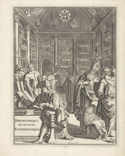 Library Interior with Clergymen