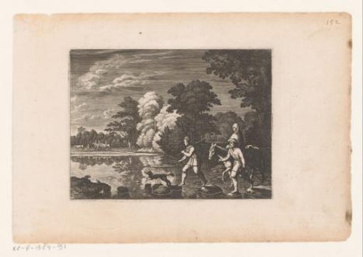 Peasants crossing a river