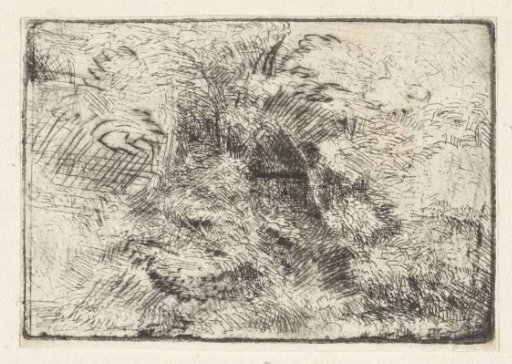 Wooded landscape with a hut among the trees