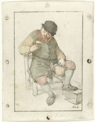 Seated peasant with a jug