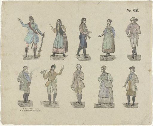 Ten figures in historical dress