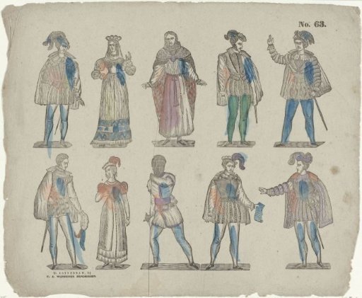 Ten figures in historical dress