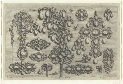 Eighteen designs for jewelry and three insects