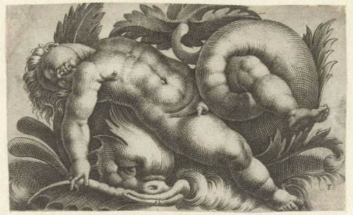 Sleeping putto on a dolphin