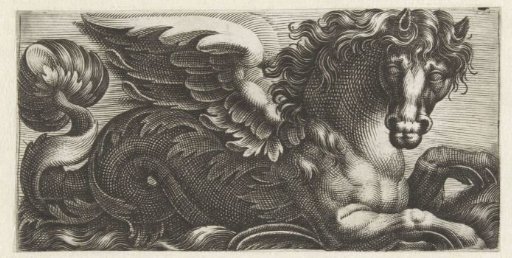 Winged sea-horse with a knob of leaves on its tail