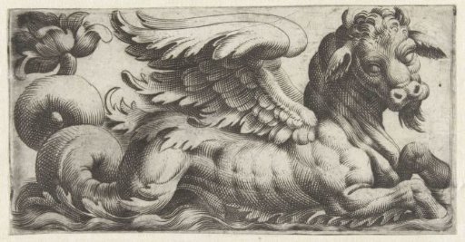 Winged sea-bull with a tail