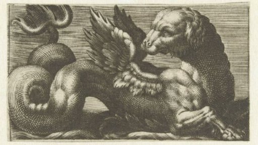 Winged sea-monster with a dog's head