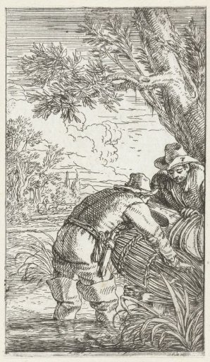 Two Fishermen with a Fish Trap