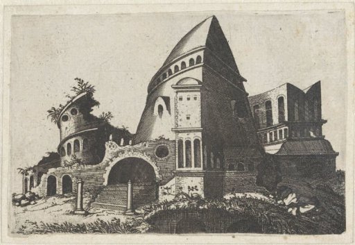 Ruin with a pyramid-shaped tower