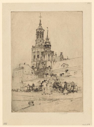 View of the Nieuwe Toren and the tower of the Town Hall of Kampen