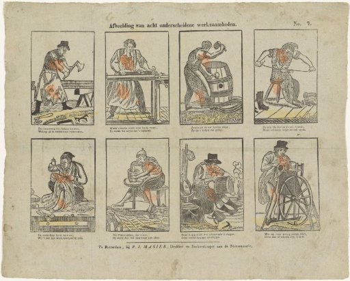 Depiction of eight different occupations