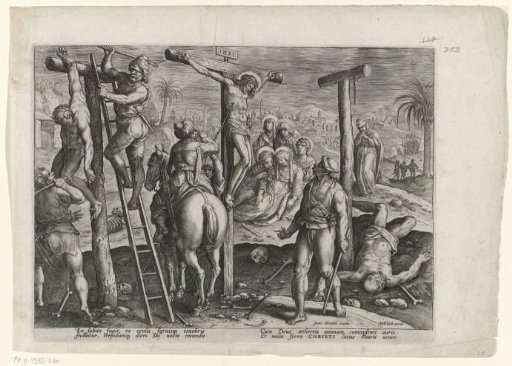 Longinus pierces Christ with his lance
