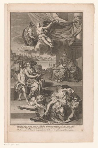 Allegory on the history of Great Britain with the portrait of Isaac de Larrey