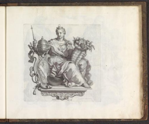Personification of Italy with the papal coat of arms