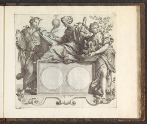 Blank medallion with the personifications of Science, Reformation and Goodness