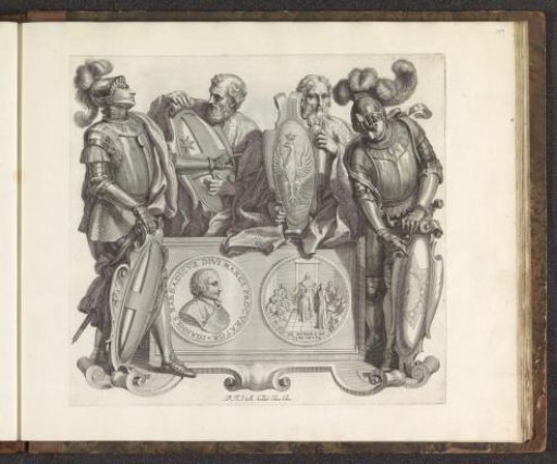 Portrait of Giovanni Barbarigo with four men bearing coats of arms