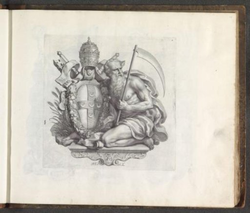 Personification of the Latin Empire with the papal coat of arms