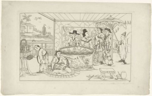 Chinese Figures around a Tea Table