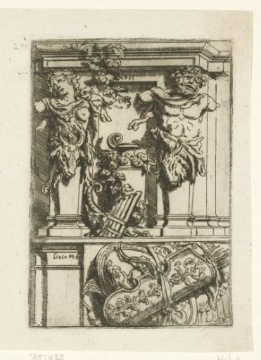 Detail of a partition or pedestal with herms
