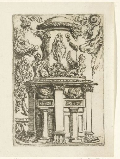 Round pedestal in the form of a tempietto or tomb monument