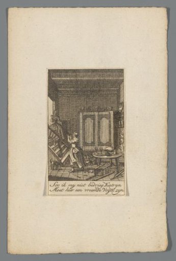 Two women in an interior with a man hidden in a cabinet