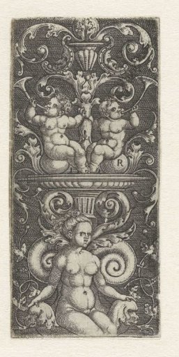 Flat decoration, candelabrum with a naked woman at the bottom