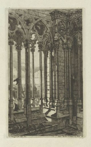 Colonnade of Notre-Dame and a view over Paris