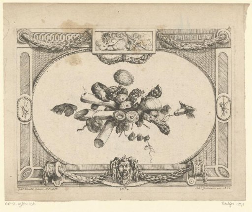 Frame with a satyr's head and vegetables