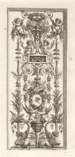 Ornament with putti and sphinxes
