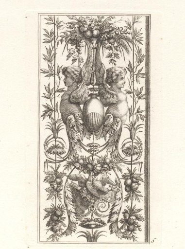 Ornament with putti and a pair of doves