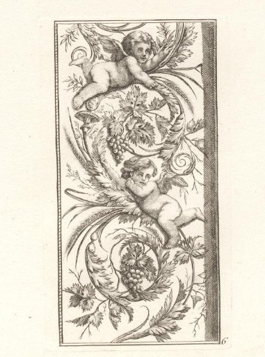 Ornament with putti and grape clusters