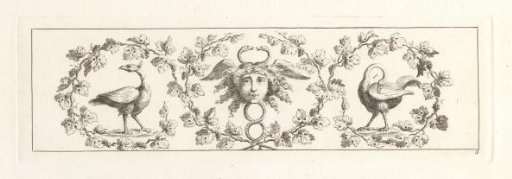 Ornament with birds on either side of a caduceus