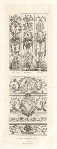 Designs for a door and panels above