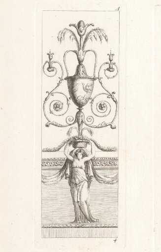 Ornament with a woman holding a basket of flowers on her head