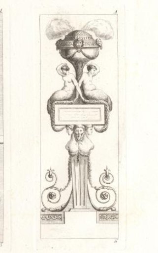 Ornament with two mermaids by a censer with a herm below