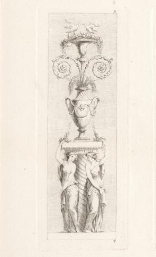 Ornamental vase on a pedestal with two female figures