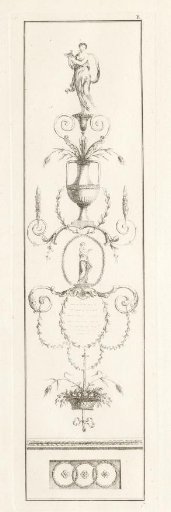 Arabesque with a vase and a female figure with a lyre