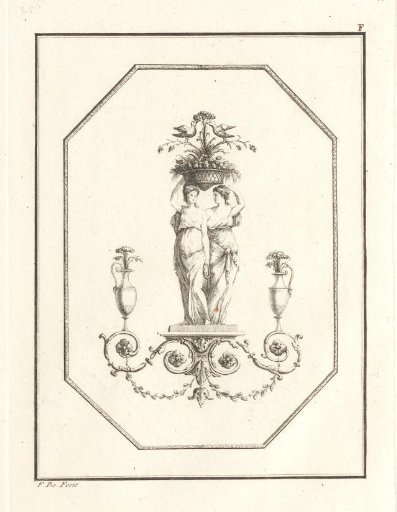 Ornament with two female figures carrying a flower basket on their heads