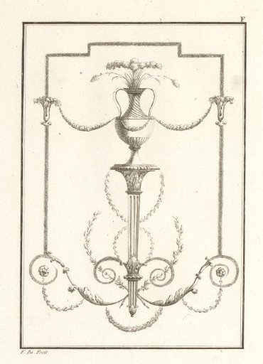 Ornament with a tall vase of grain on a pedestal