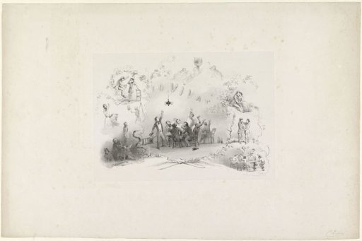 Spotprent uit Leidse studentenalmanak, 1849