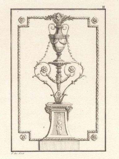 Ornament with a vase on a pedestal