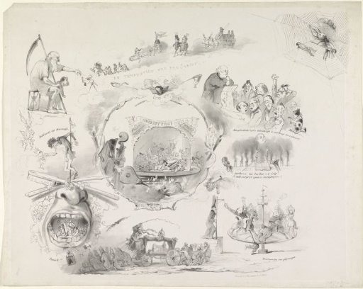Spotprent uit Leidse studentenalmanak, 1849