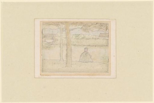 Landscape with Sketcher by the Water, Seen from Behind