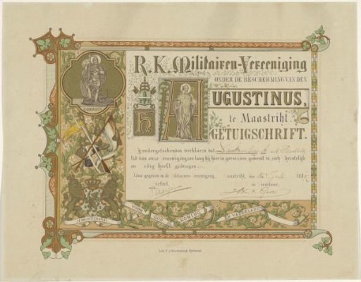 Certificate for the military man Andreas Dautzenberg, 1897