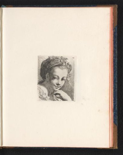 Head of a woman with bows in her hair