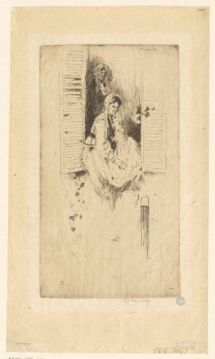 Woman sitting in an open window
