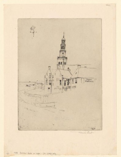 View of a dyke at Hindeloopen with the Great Church