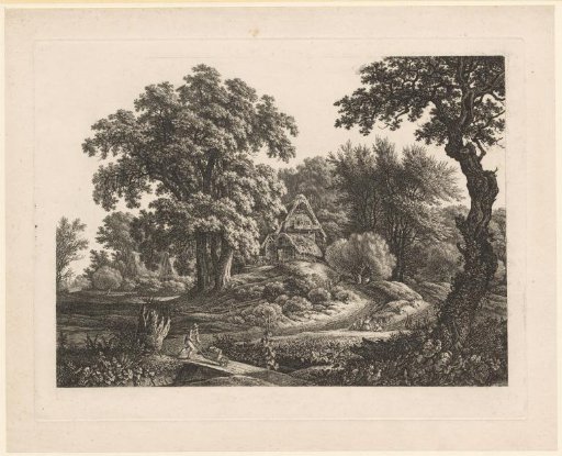 Wooded landscape with a country house and country roads