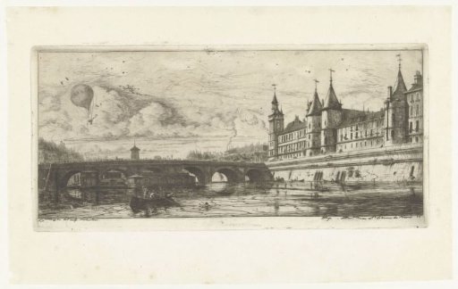 City view with Seine and Pont-au-Change in Paris