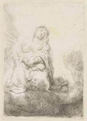 The Virgin and Child in the clouds